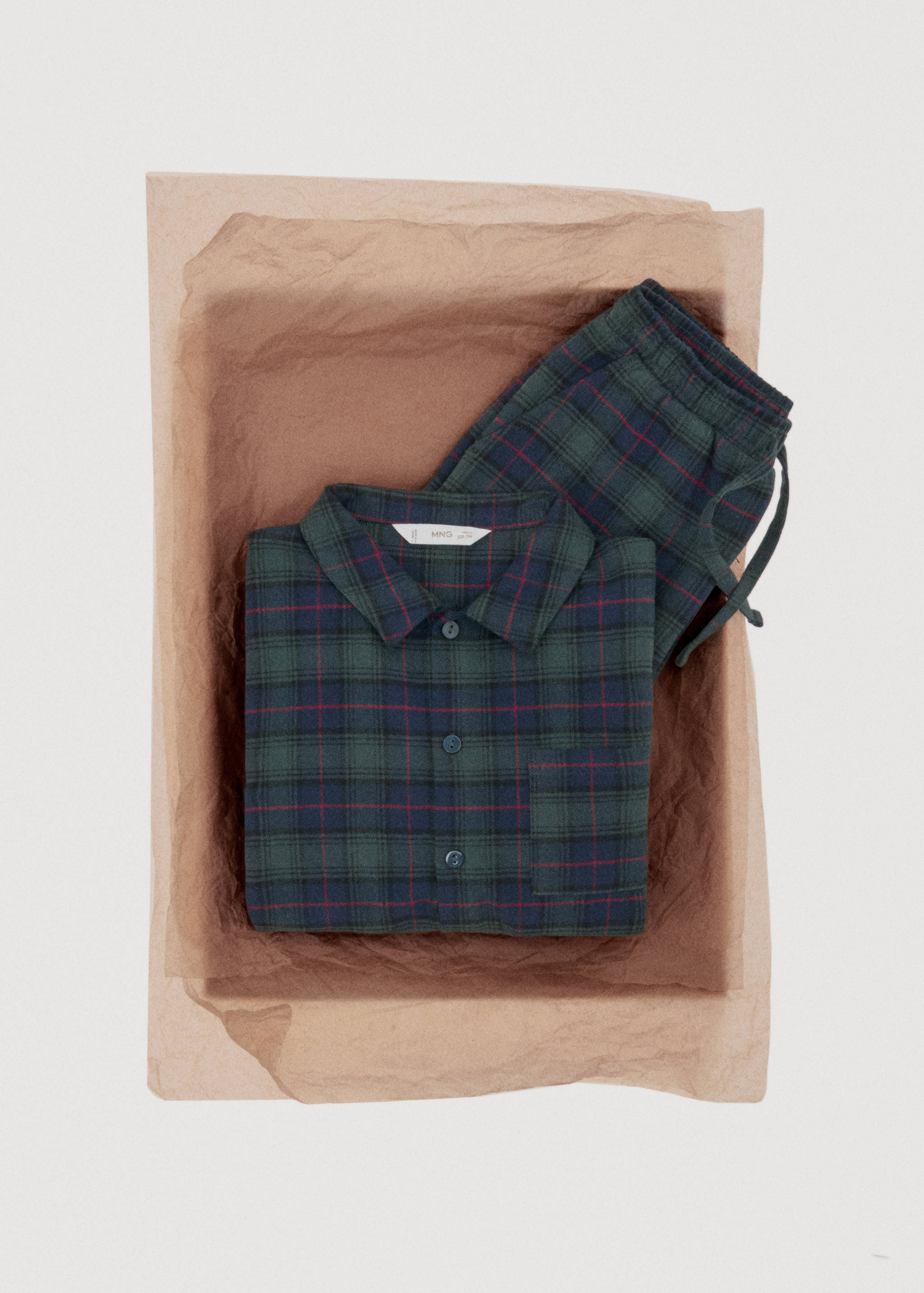 长款格子睡衣 - null