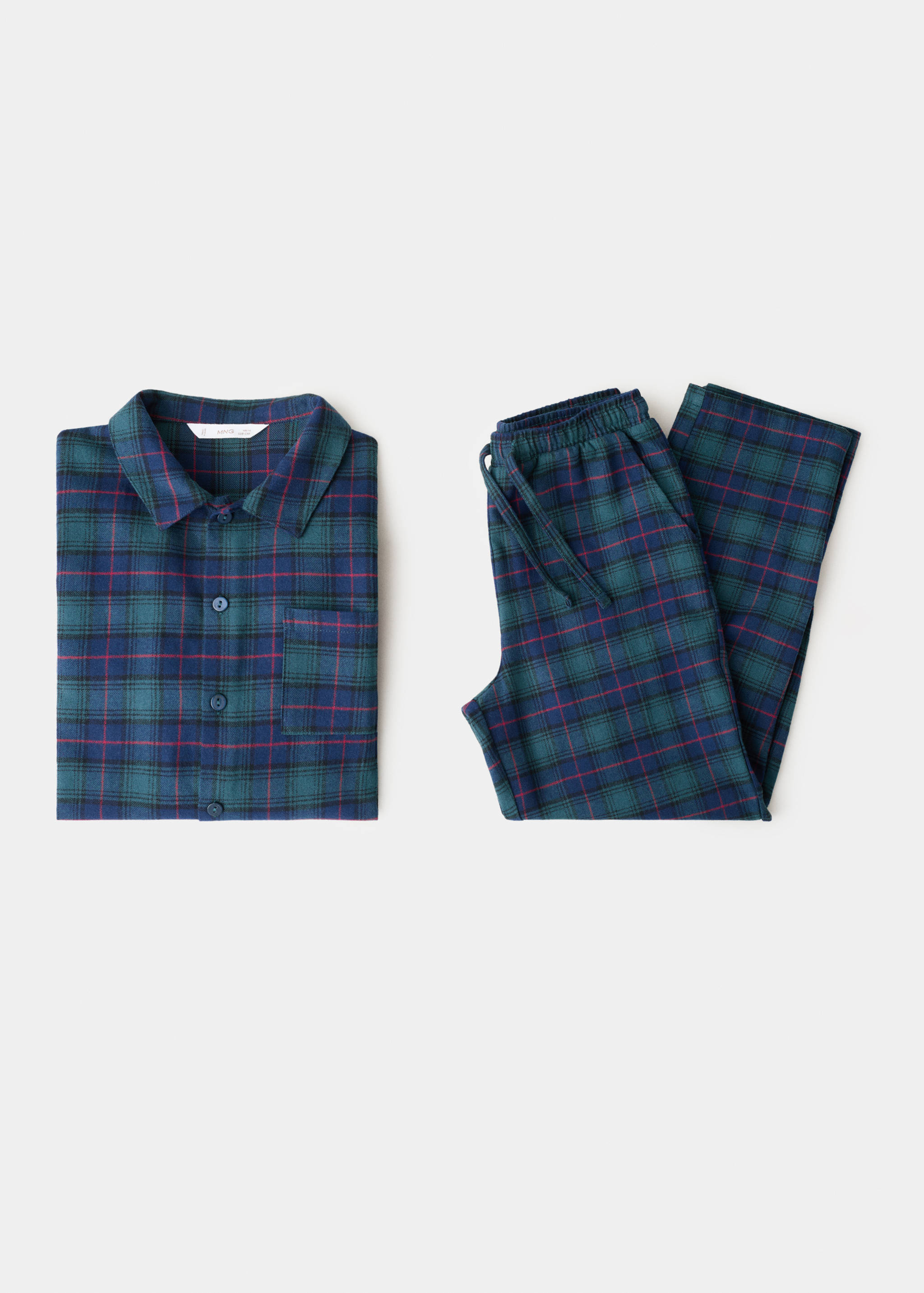 长款格子睡衣 - null