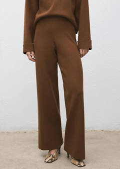 Straight knitted trousers — Caramel 1