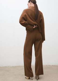 Straight knitted trousers — Caramel 3