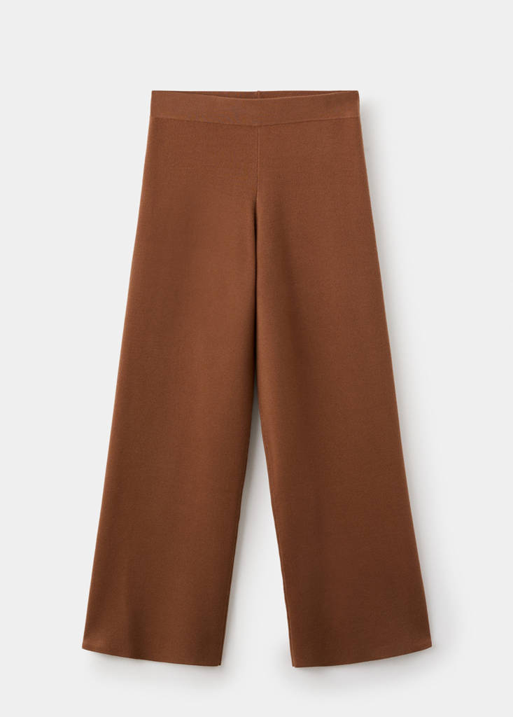Straight knitted trousers — Caramel
