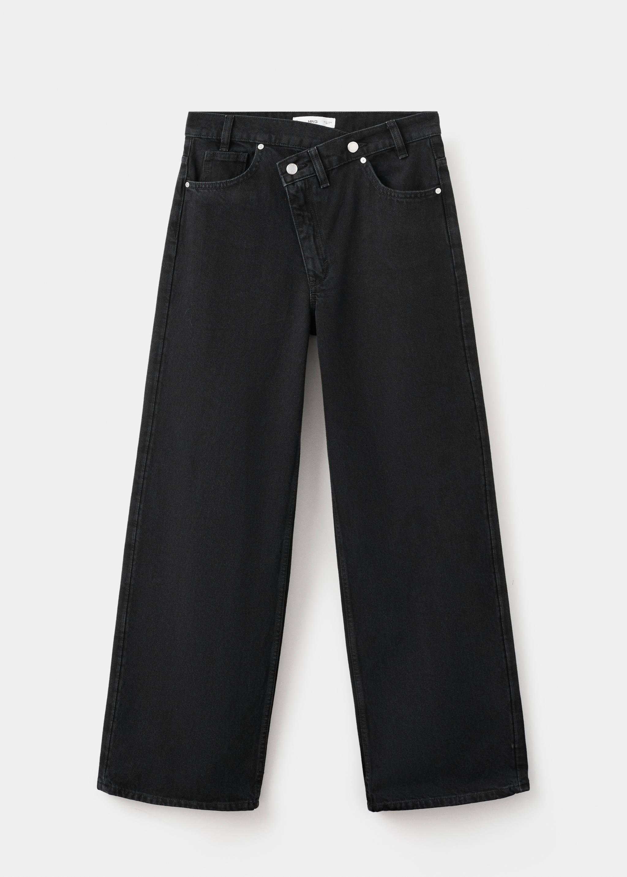 Wide leg mid-rise jeans with a crossover waistband - Article without model