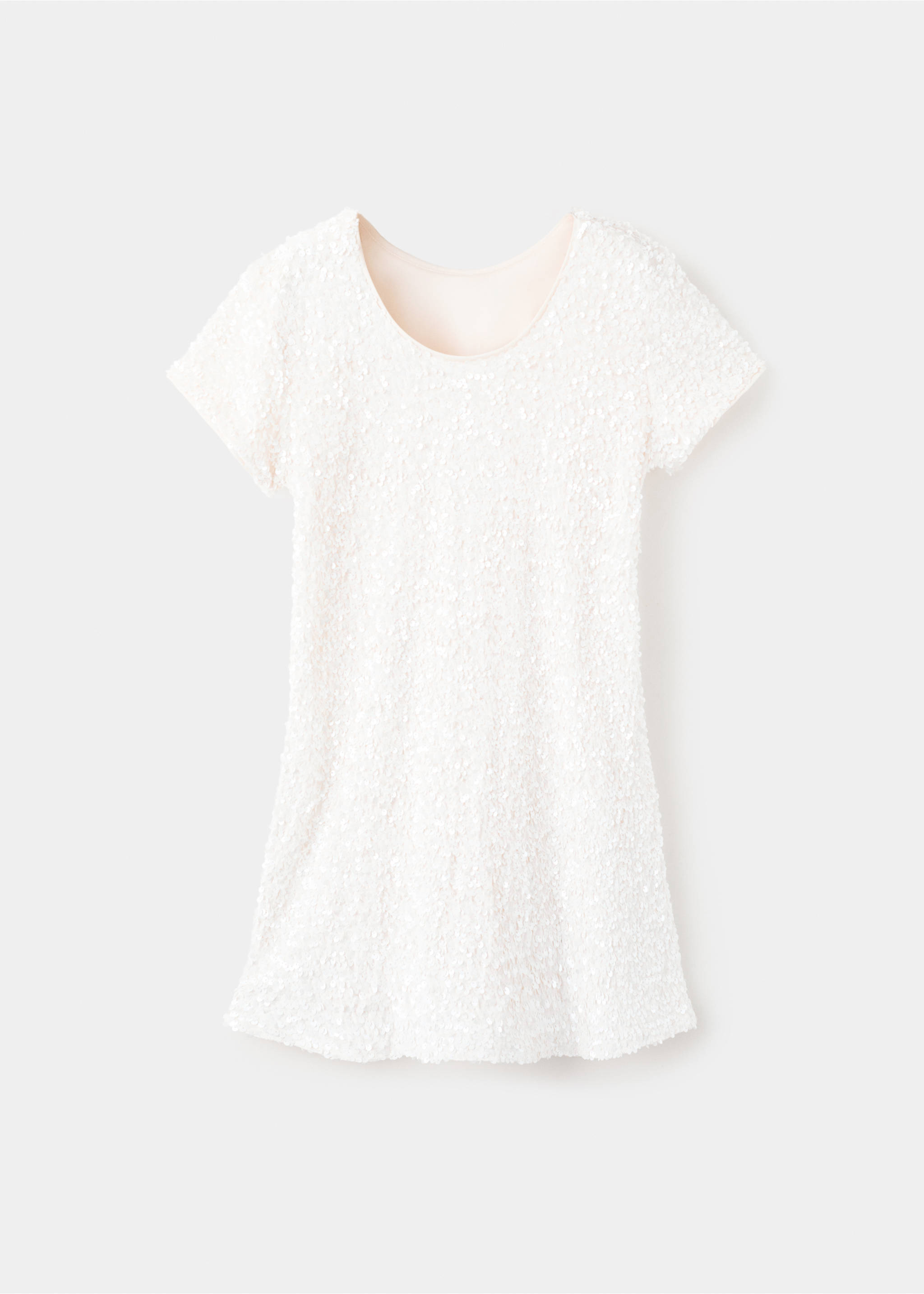 Short dress with sequins - Reverse of the article, Off White. Ref: 17079095-00.