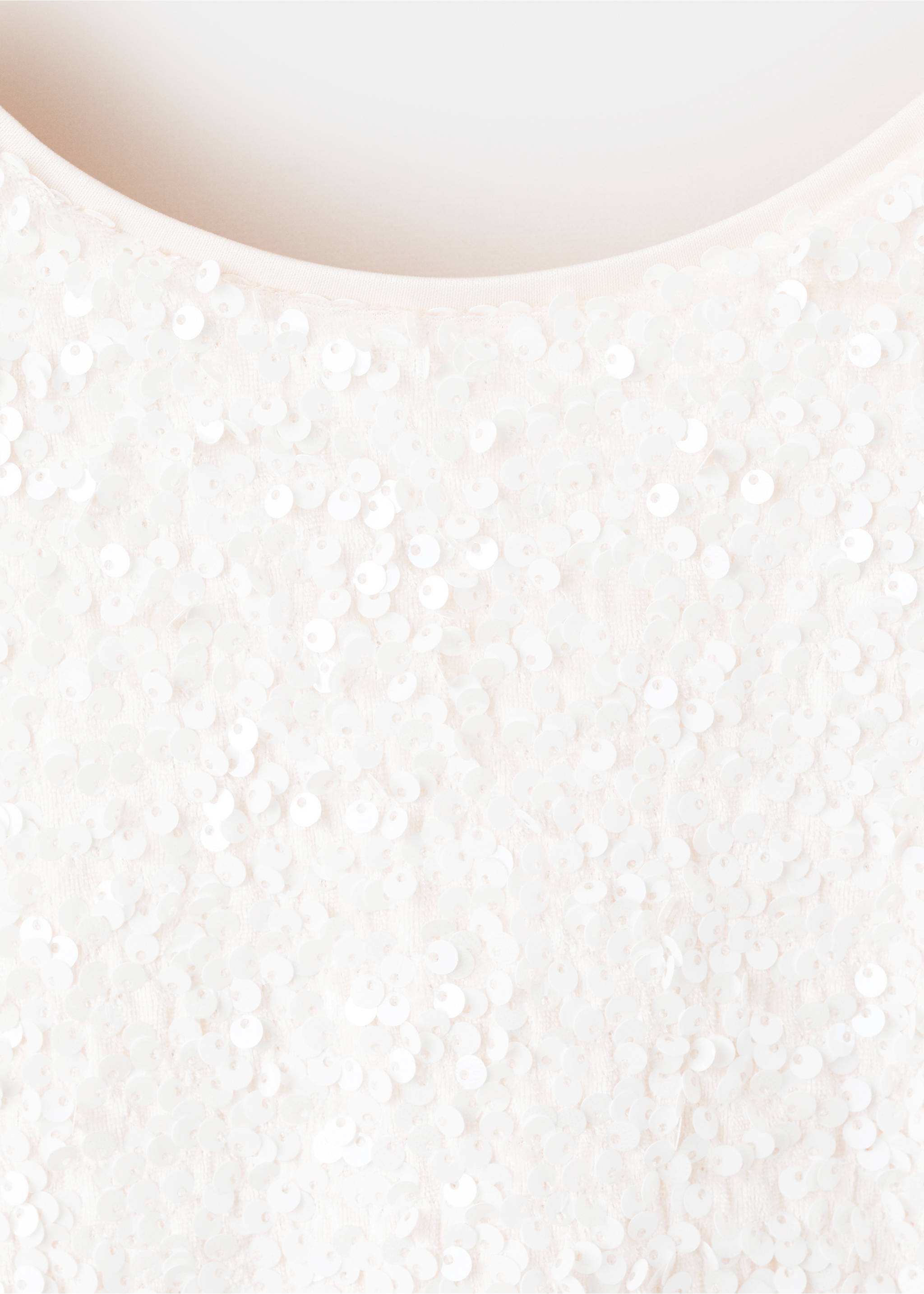 Short dress with sequins - Details of the article 0, Off White. Ref: 17079095-00.