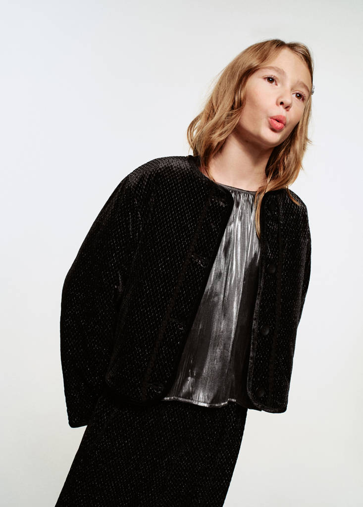 Lurex jacket with buttons — Black