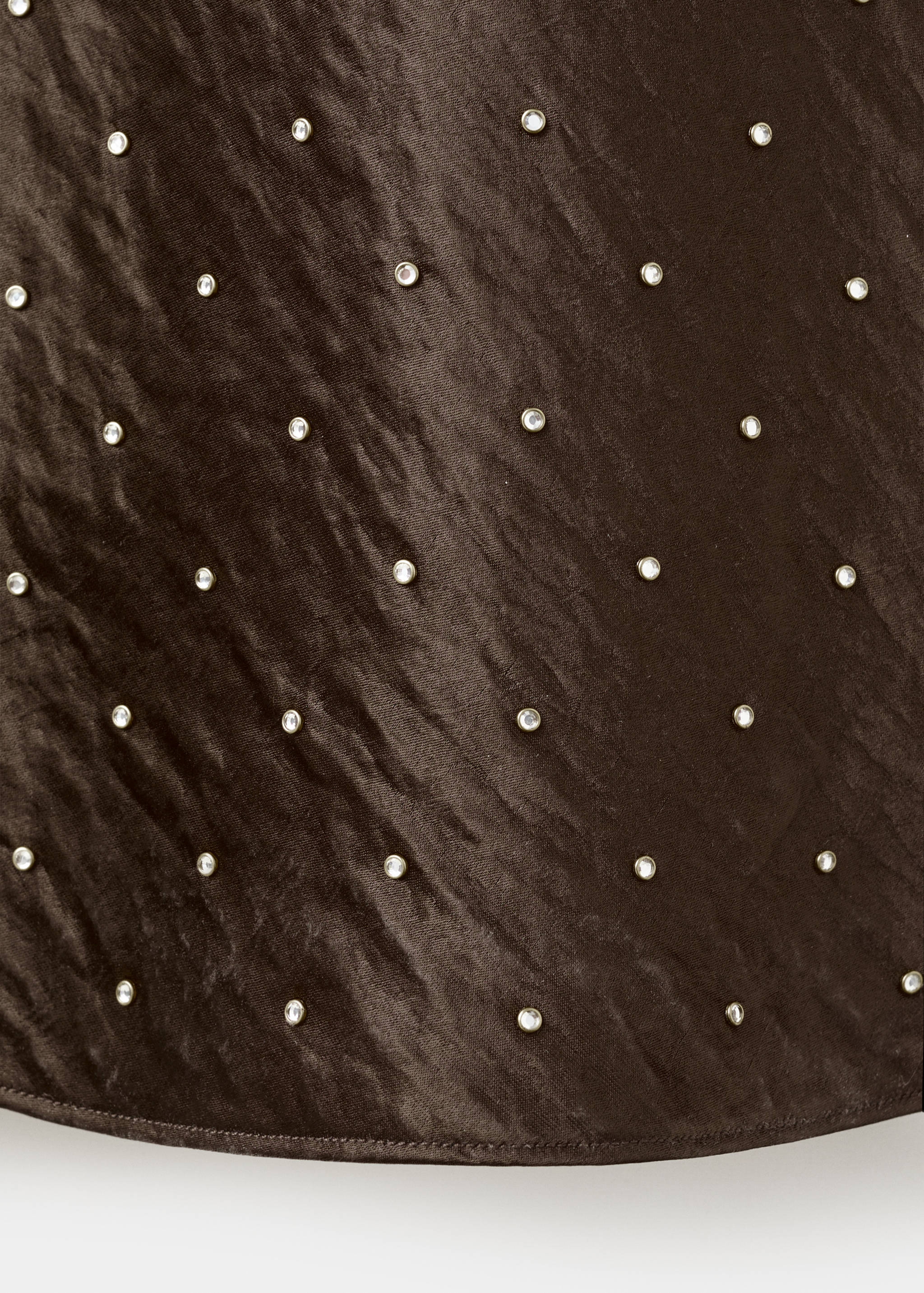 Satin crinkle-effect dress with crystals - Details of the article 0