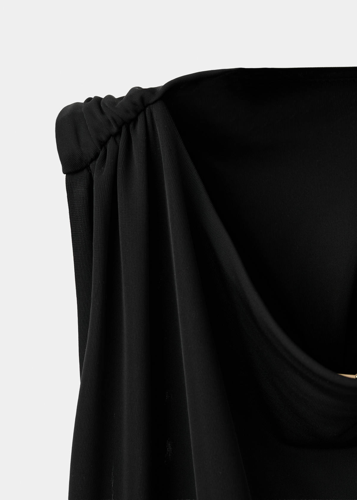 Draped dress with metallic detail — Black