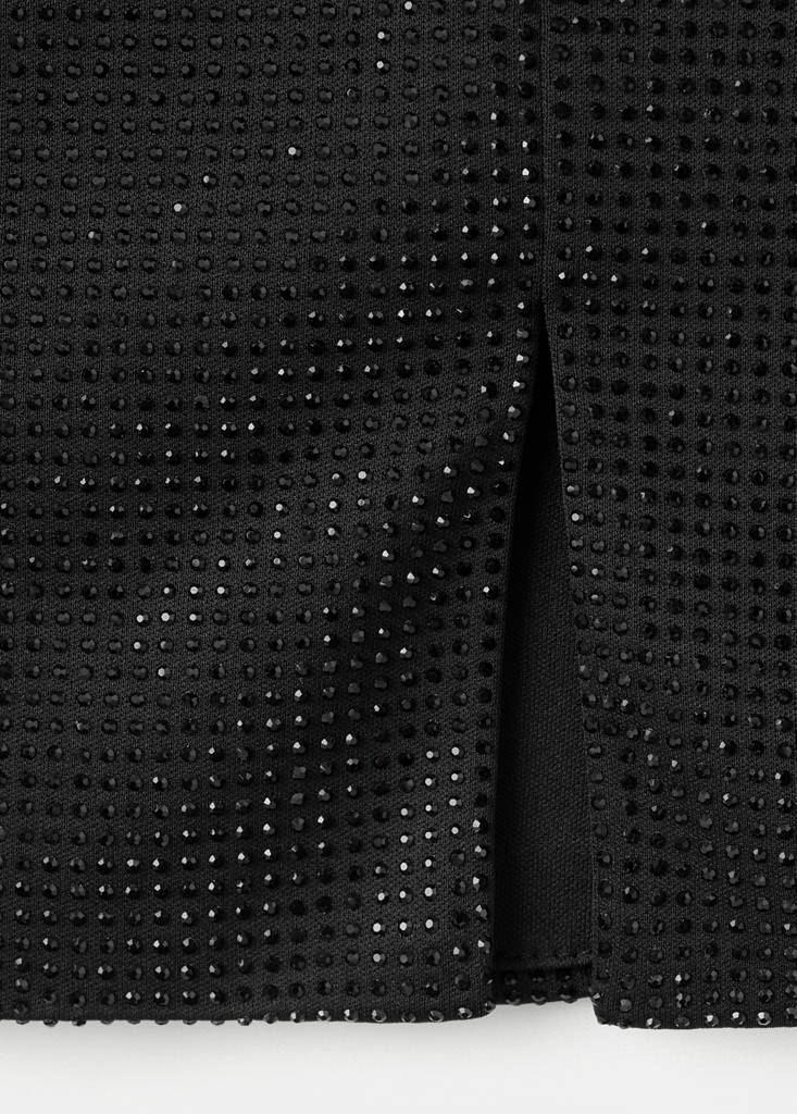 Rhinestone skirt with slit — Black