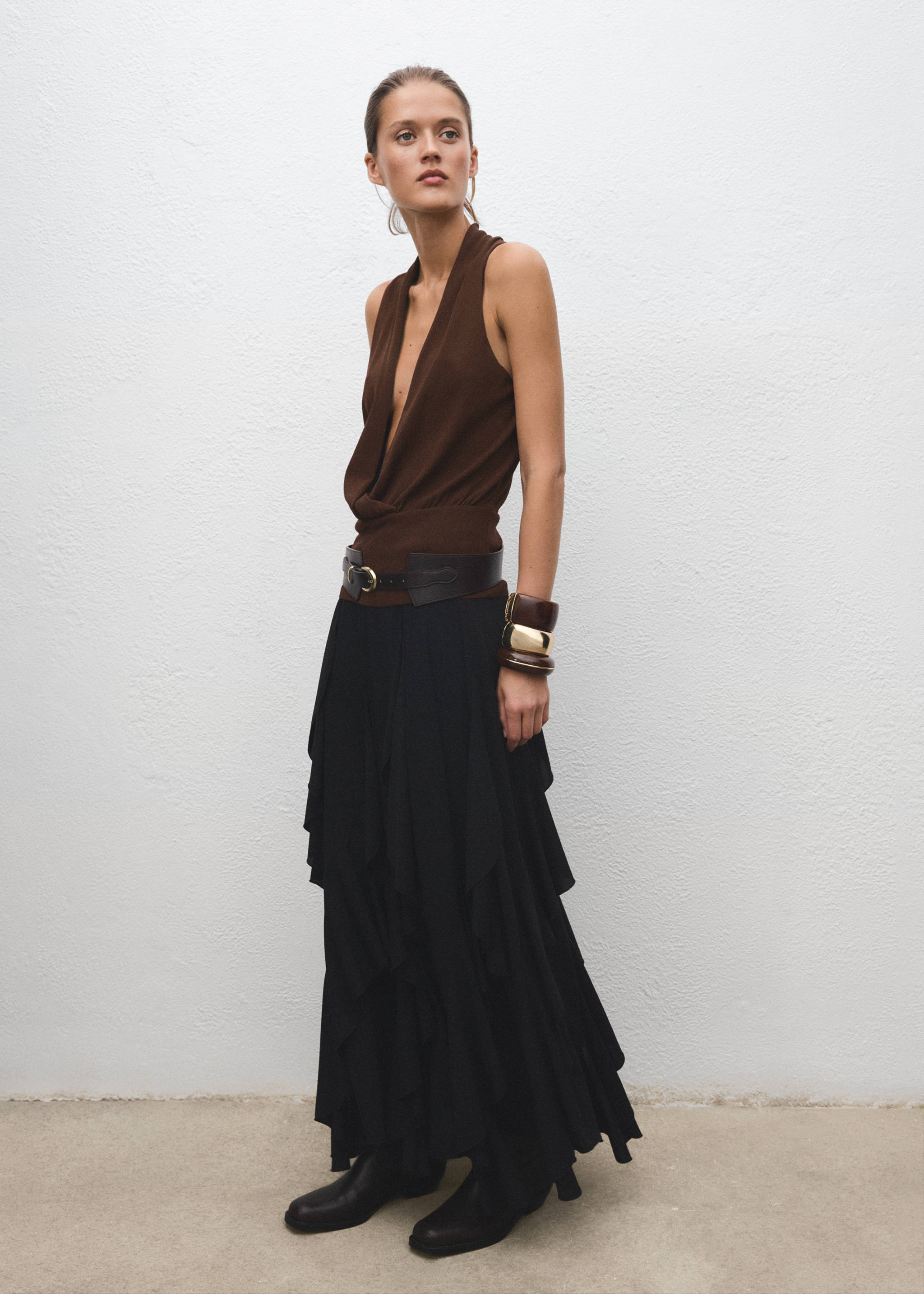 Gebreide top met V-hals - Overzichtstekening