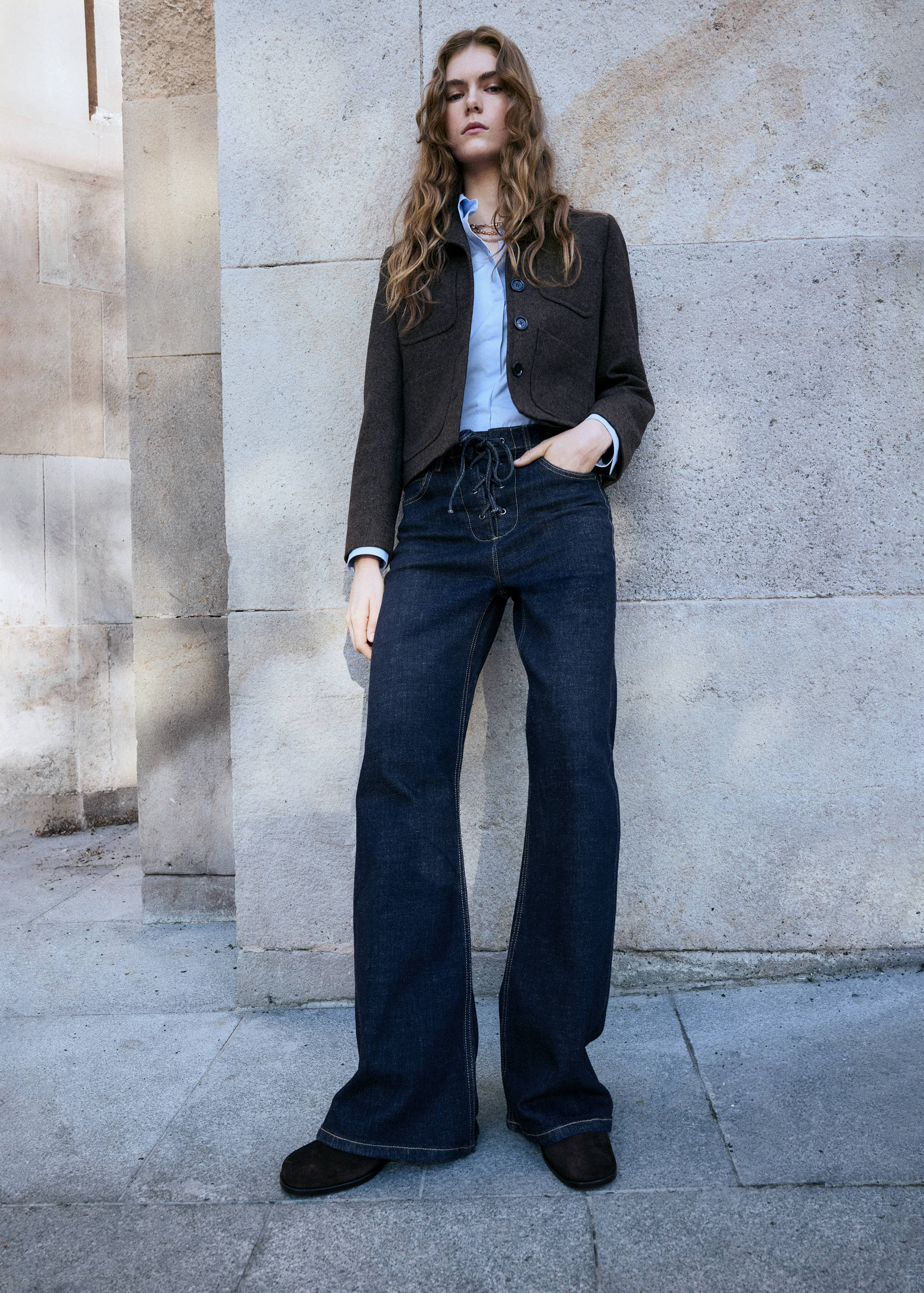 Flared jeans with drawstrings - General plane