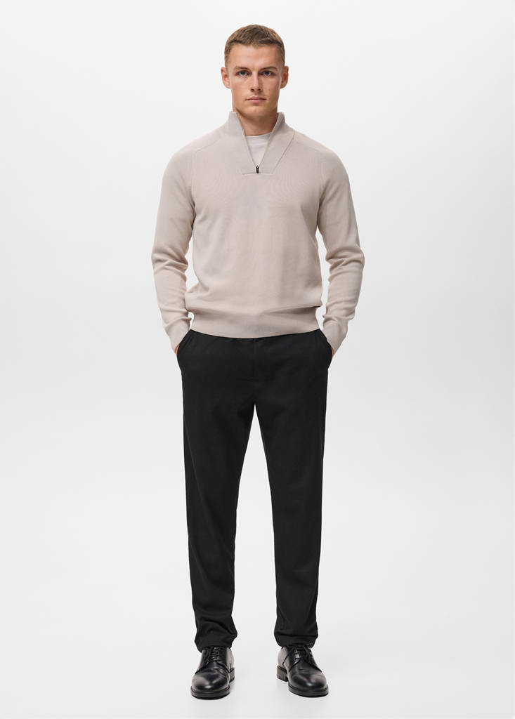 Slim-fit Thermolite® flannel trousers — Navy