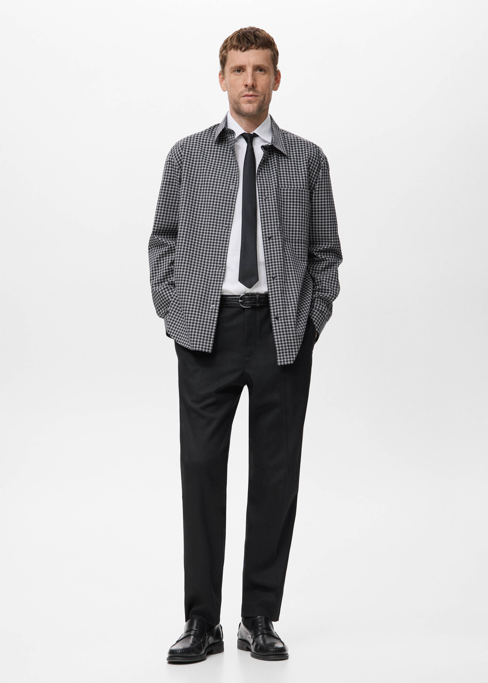 100% cotton relaxed-fit check shirt - General plane