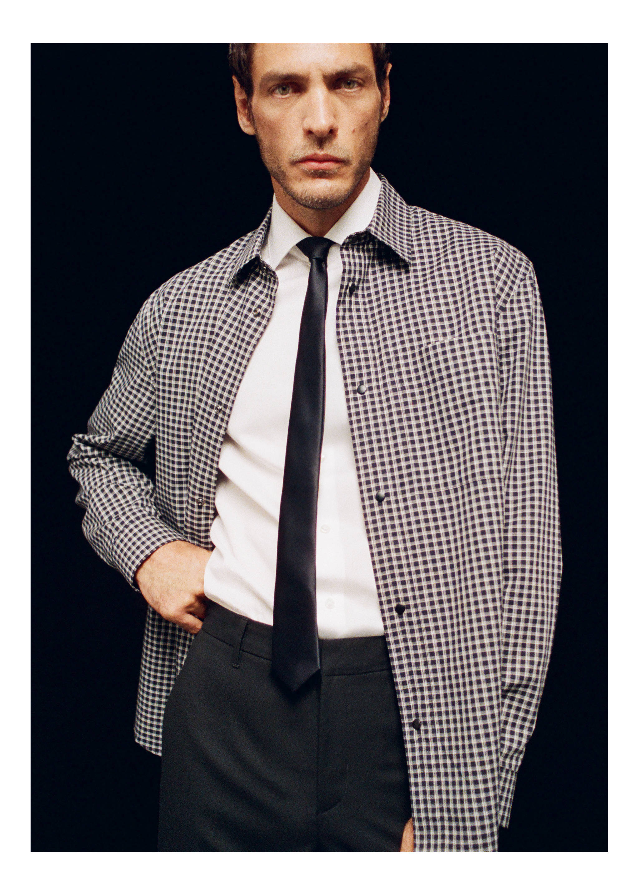 Camisa 100% algodón cuadros relaxed fit - Detalle del artículo 3, Negro. Ref: 17079207-00.