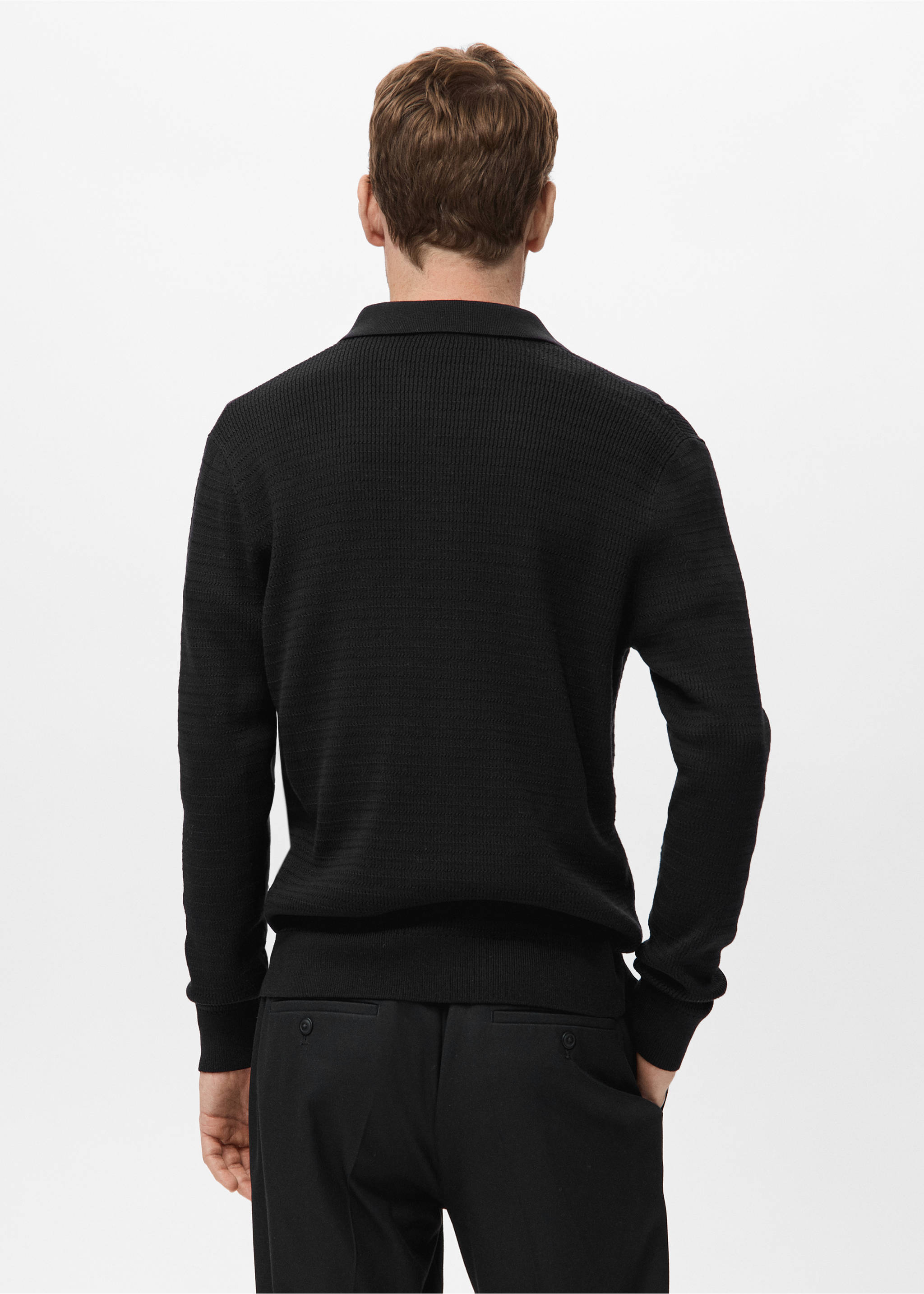 Jersey polo algodón lyocell - Reverso del artículo, Negro. Ref: 17079213-00.