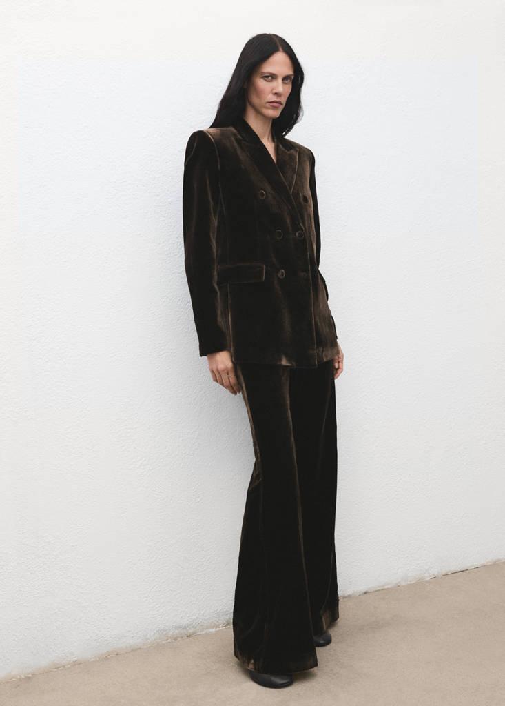 Velvet suit trousers — Chocolate