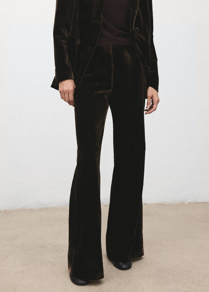 Velvet suit trousers — Chocolate