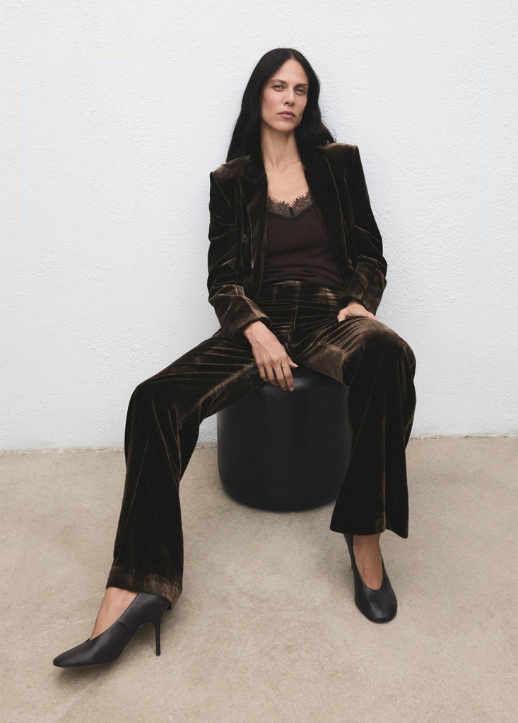 Velvet suit trousers — Chocolate