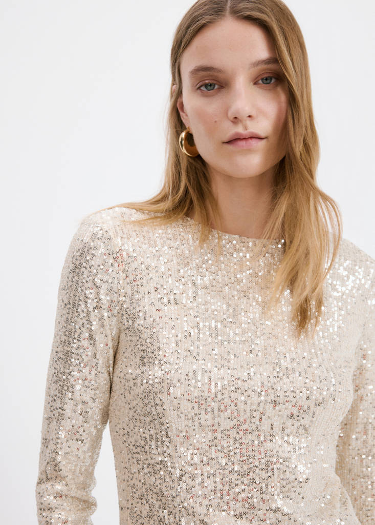 Short dress with sequins — Ivory White