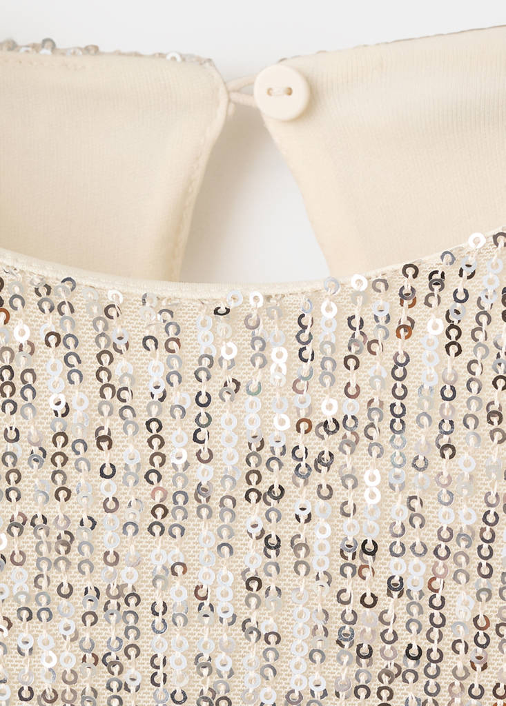 Short dress with sequins — Ivory White
