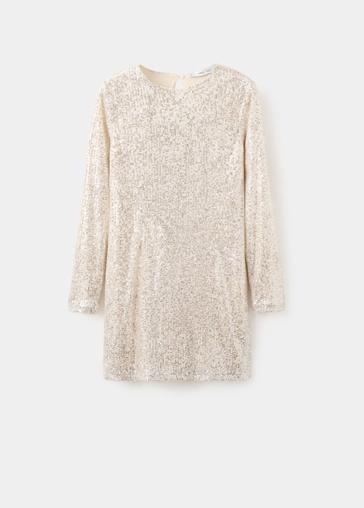 Short dress with sequins — Ivory White