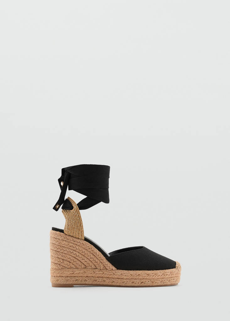 MANGO - Chaussure à talon compensé avec bride combinée noir - 39