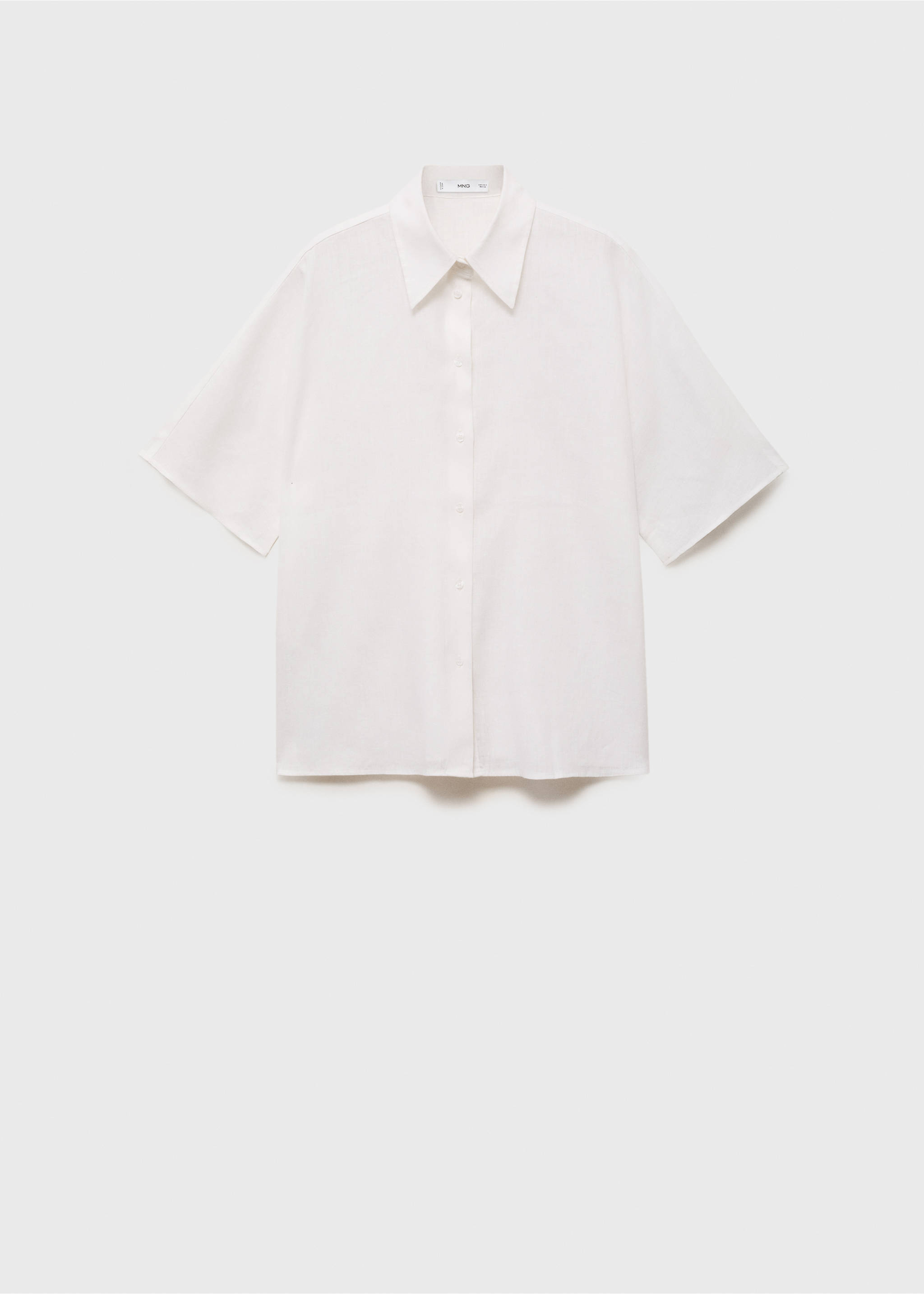 Chemise lin manches courtes - Article sans modèle, Blanc cassé. Ref: 17081133-00.