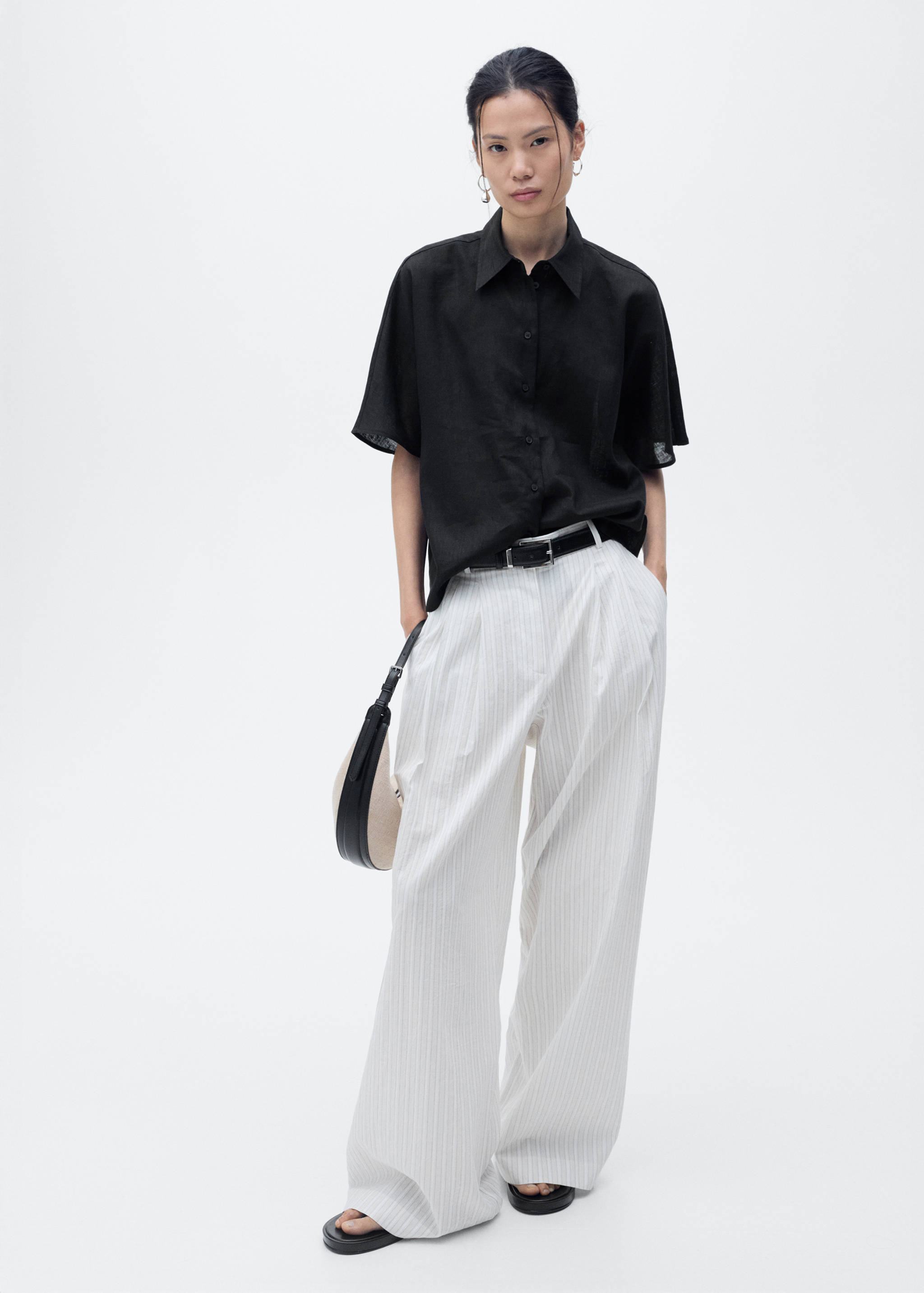 Short sleeve linen-blend shirt - General plane