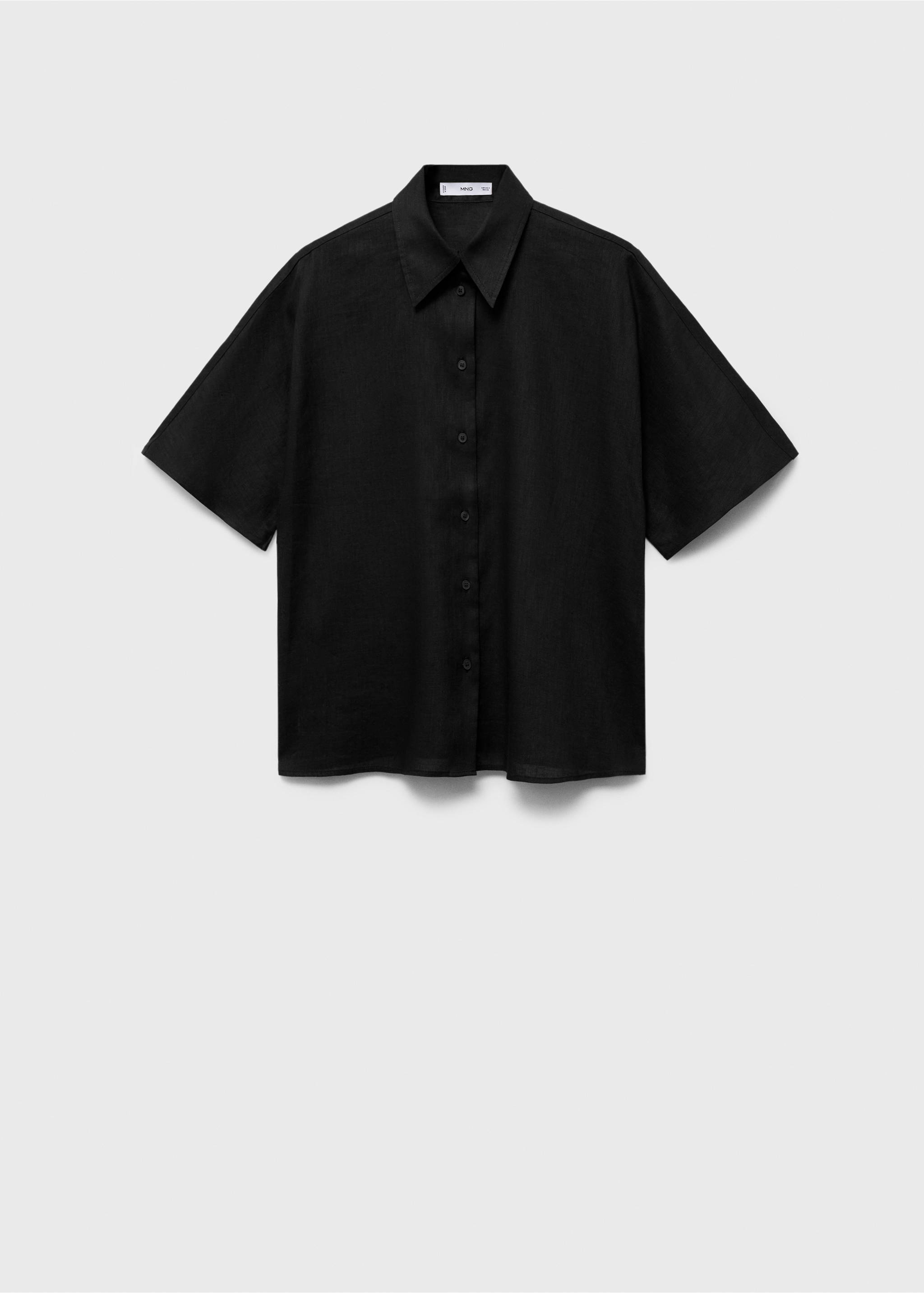 Chemise lin manches courtes - Article sans modèle, Noir. Ref: 17081133-00.