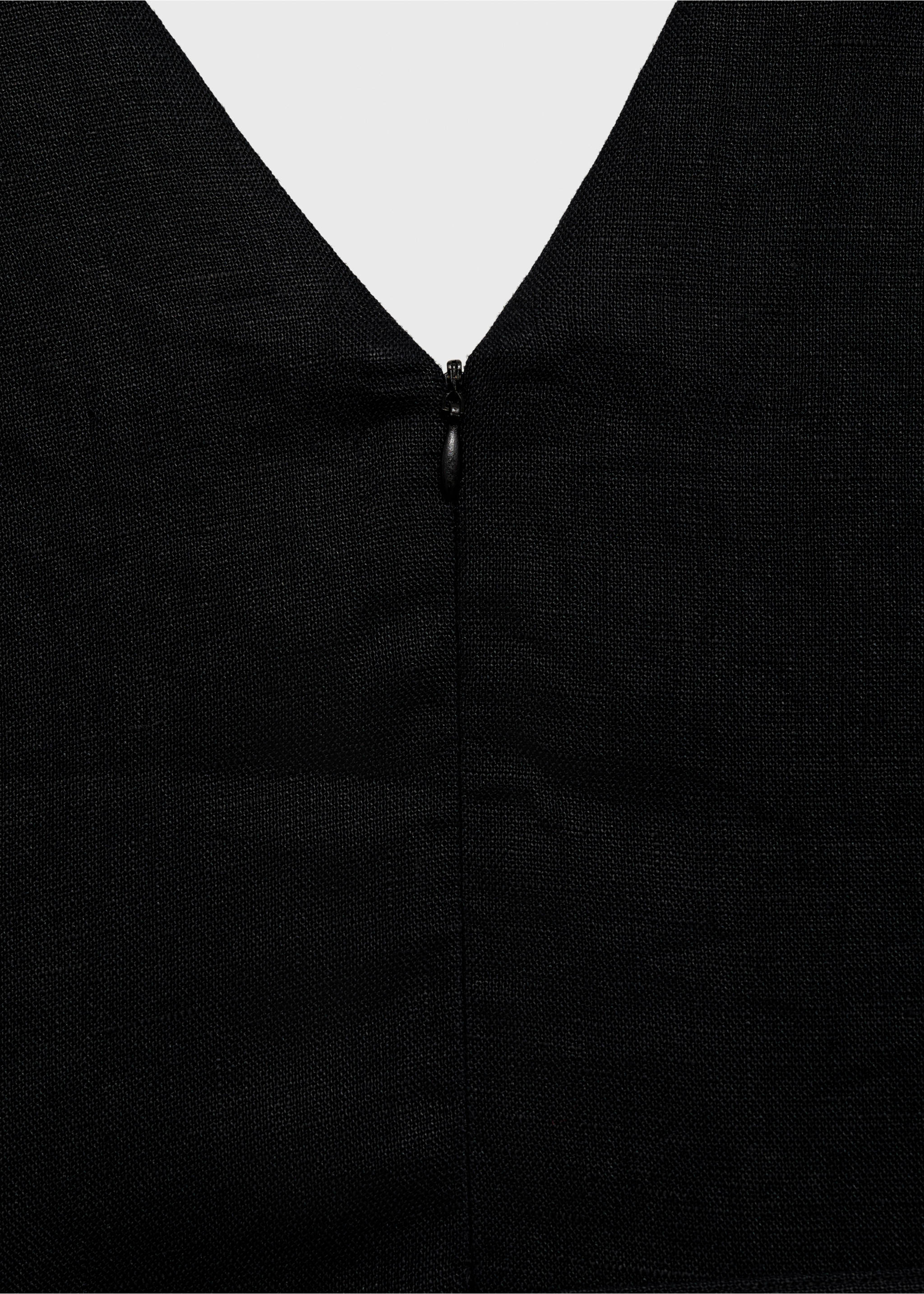 Расклешенное льняное платье с поясом - Деталь изделия 0, Черный. Ref: 17081134-00.