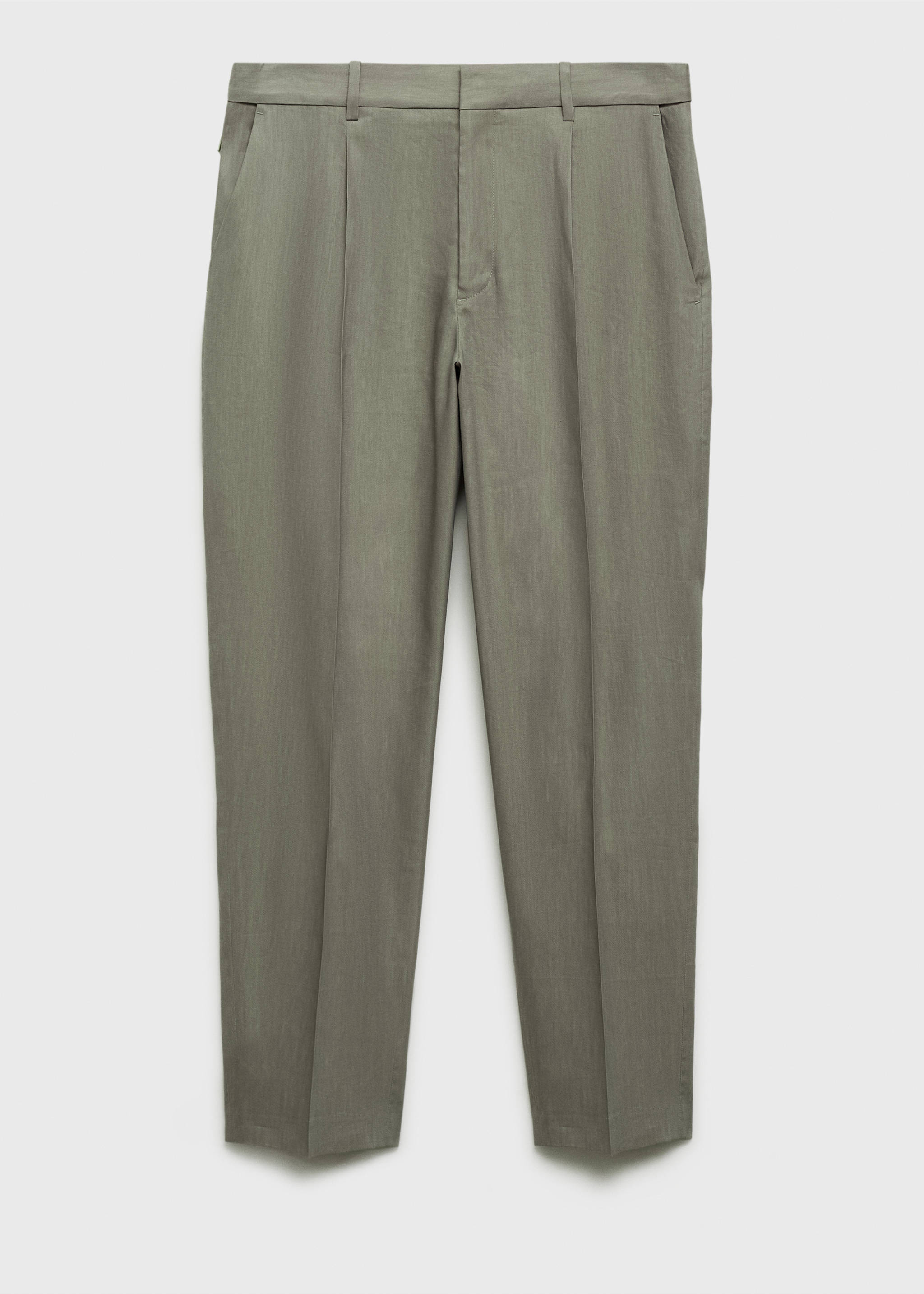 Pantalon lin à pinces - Article sans modèle, Olive. Ref: 17081136-00.