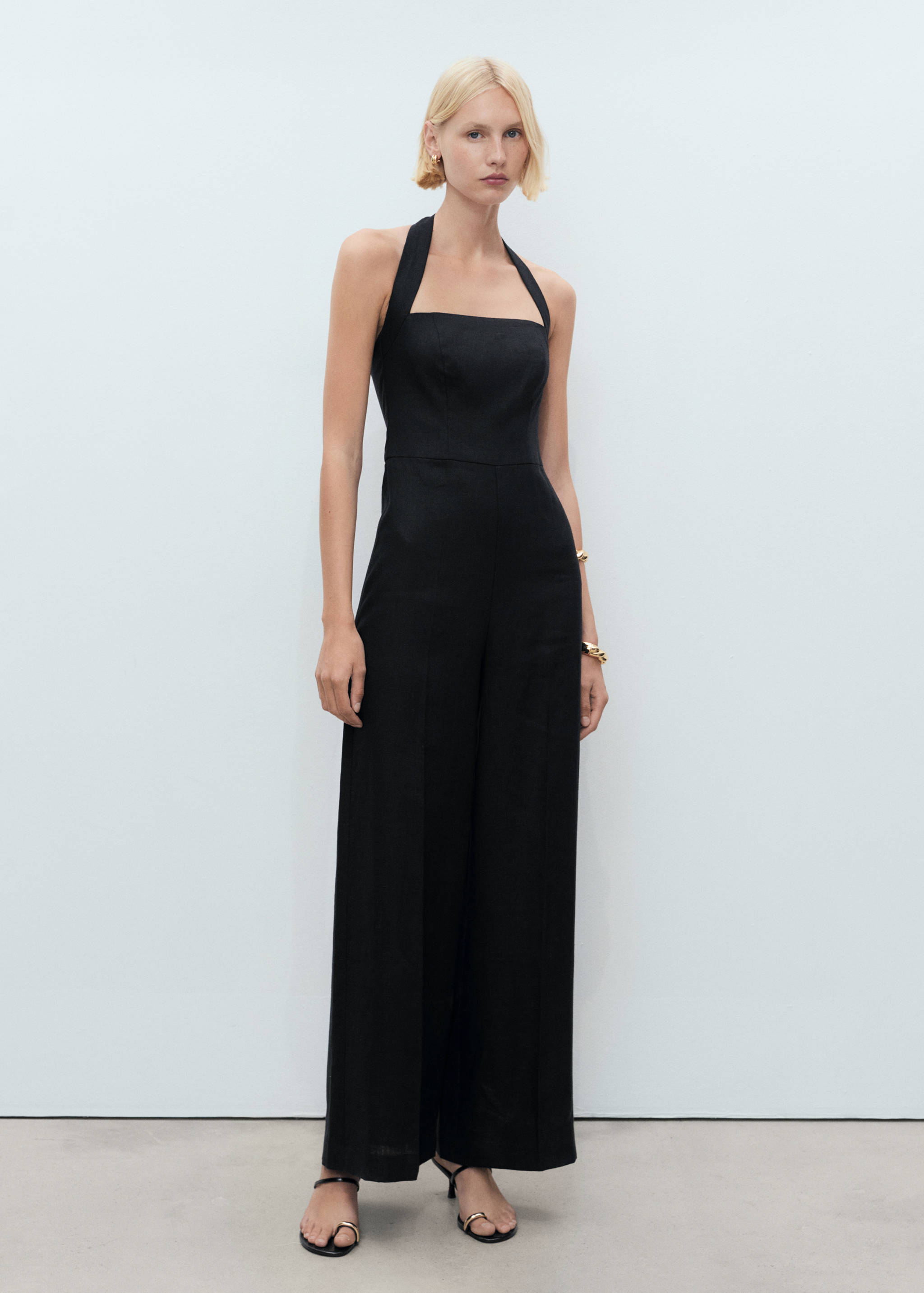 Linen halter jumpsuit - General plane