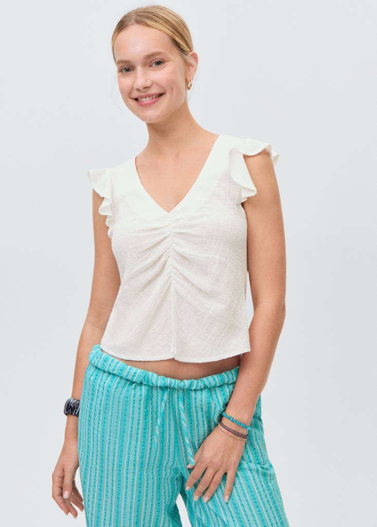 Ruffled-sleeve blouse — Off White