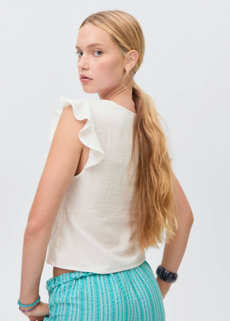 Ruffled-sleeve blouse — Off White