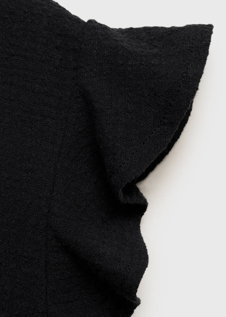 Ruffled-sleeve blouse — Black