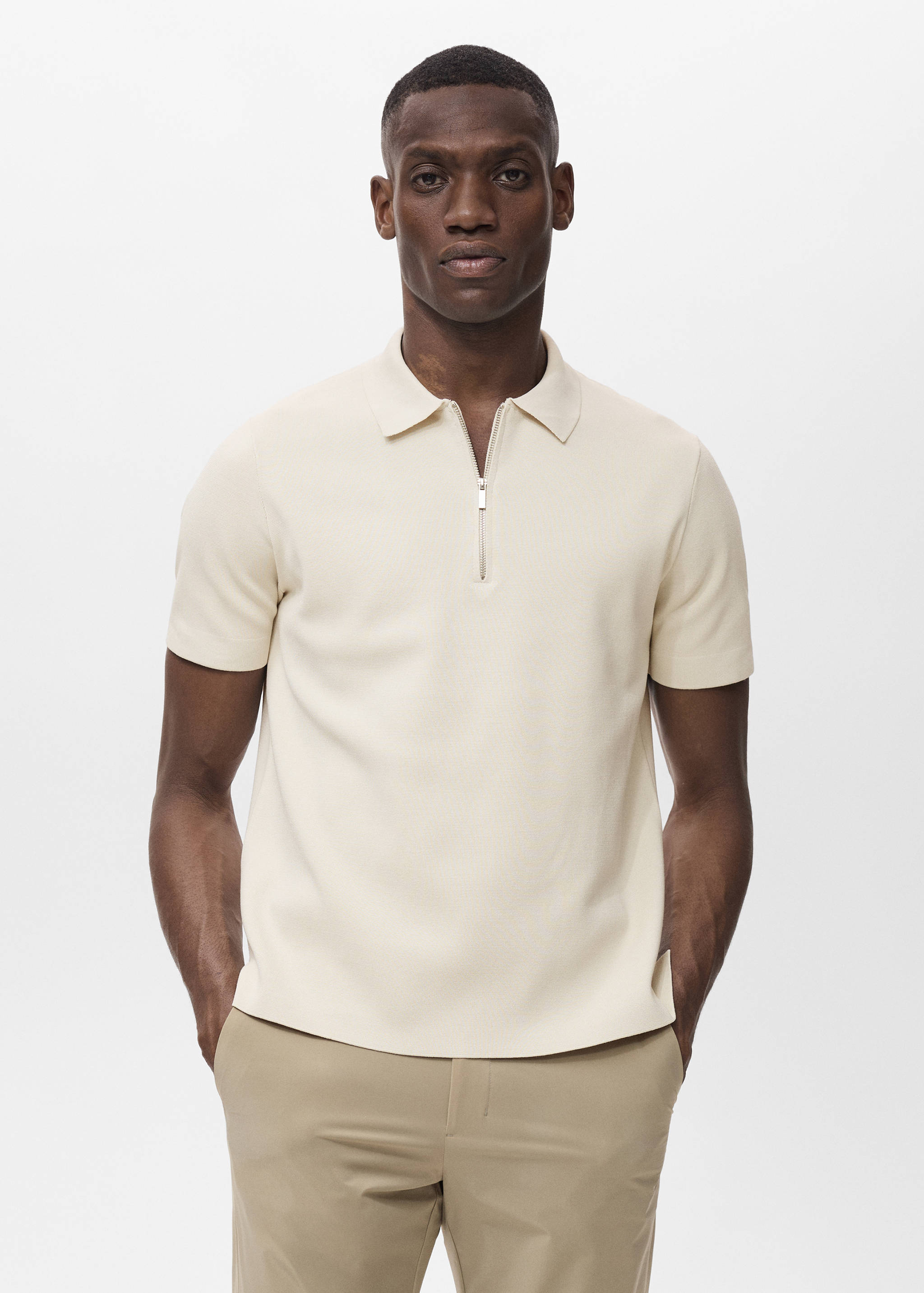 COOLMAX® fine-knit polo shirt with zipper - Medium plane