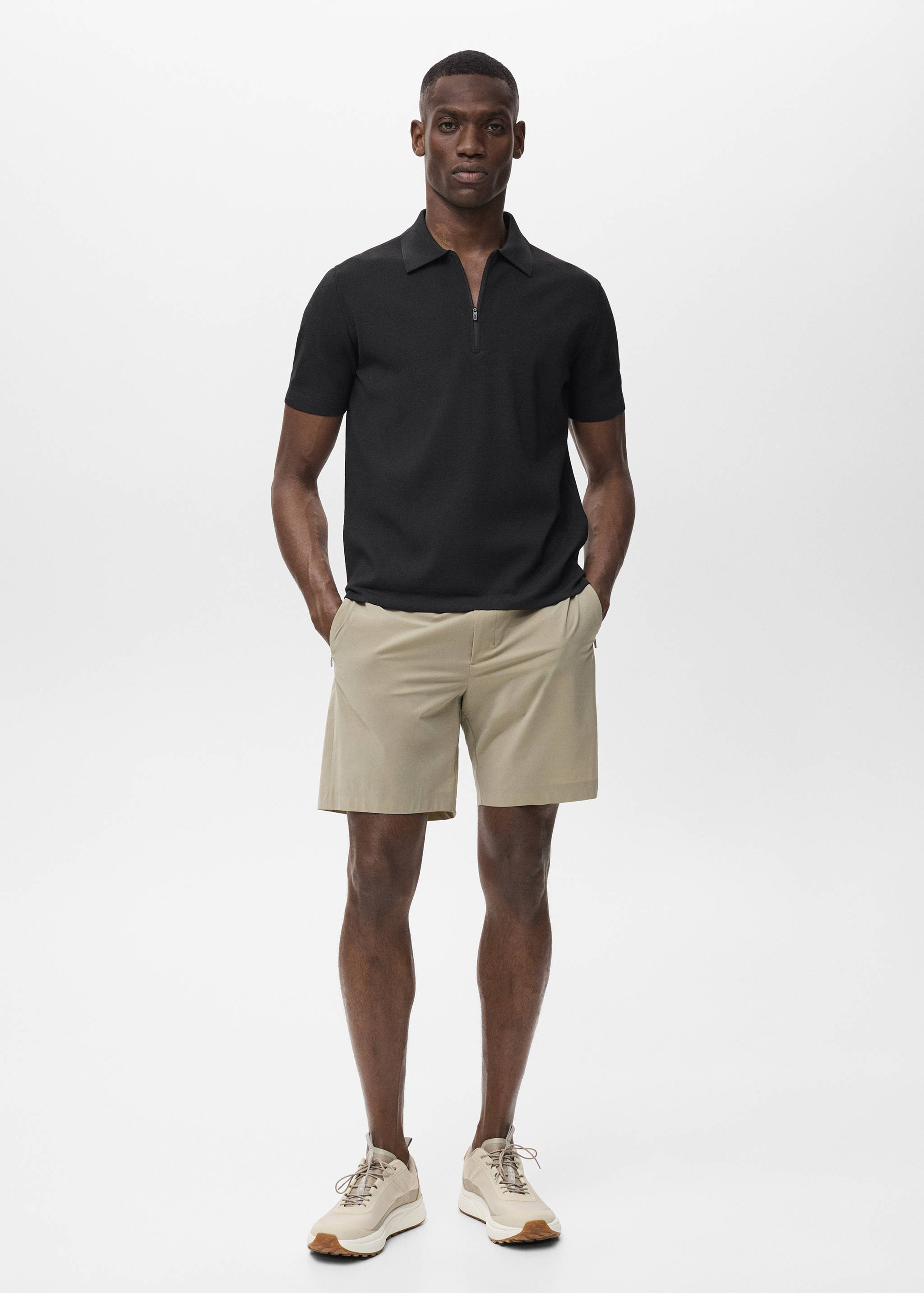 COOLMAX® fine-knit polo shirt with zip - General plane