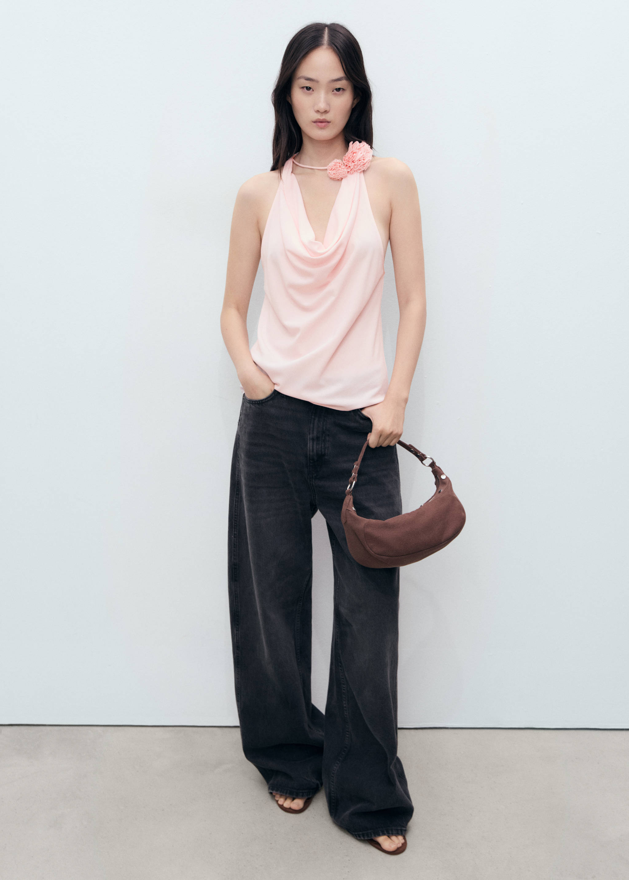 Draped blouse with flower detail - General plane