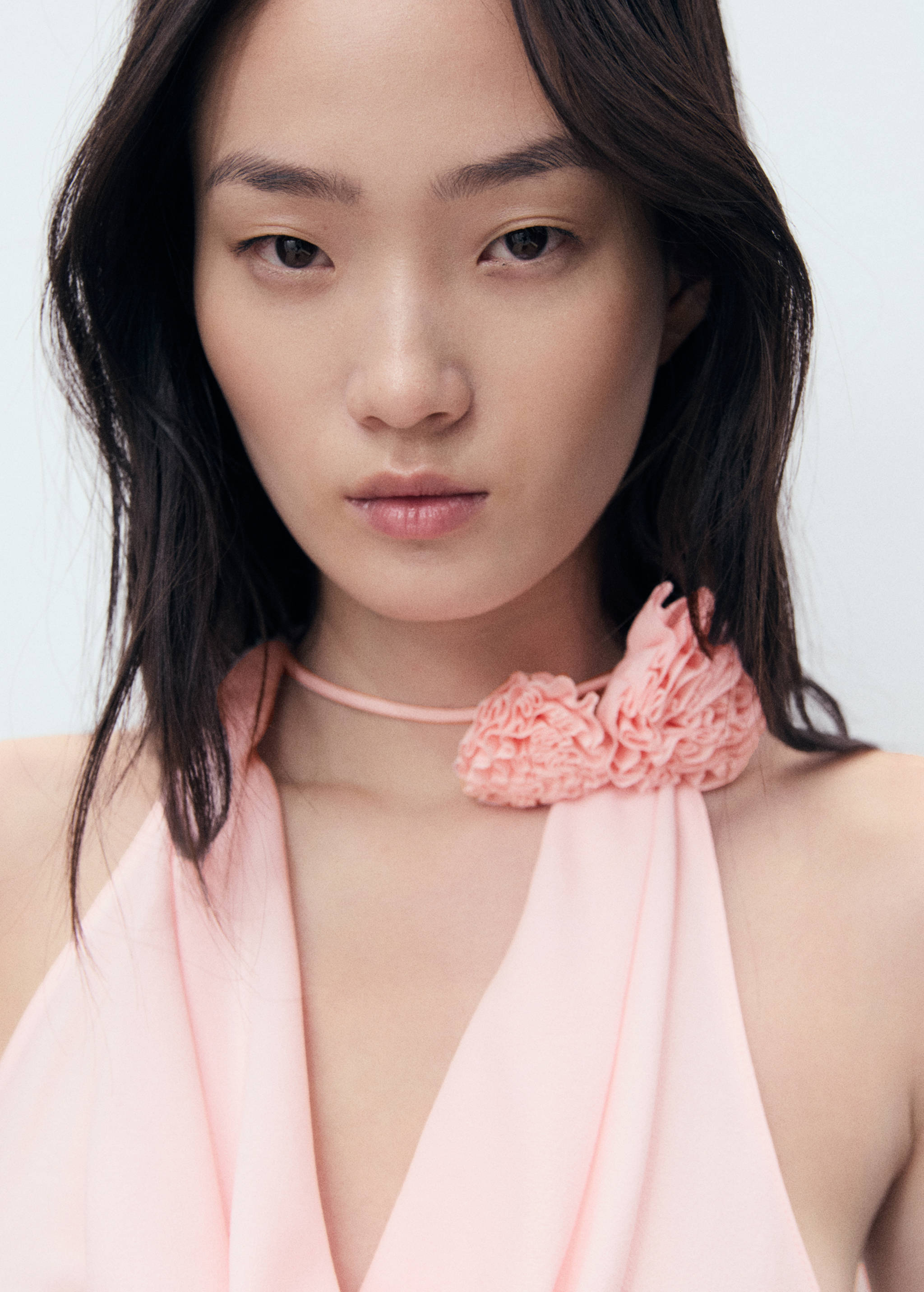 Draped blouse with flower detail - Details of the article 1