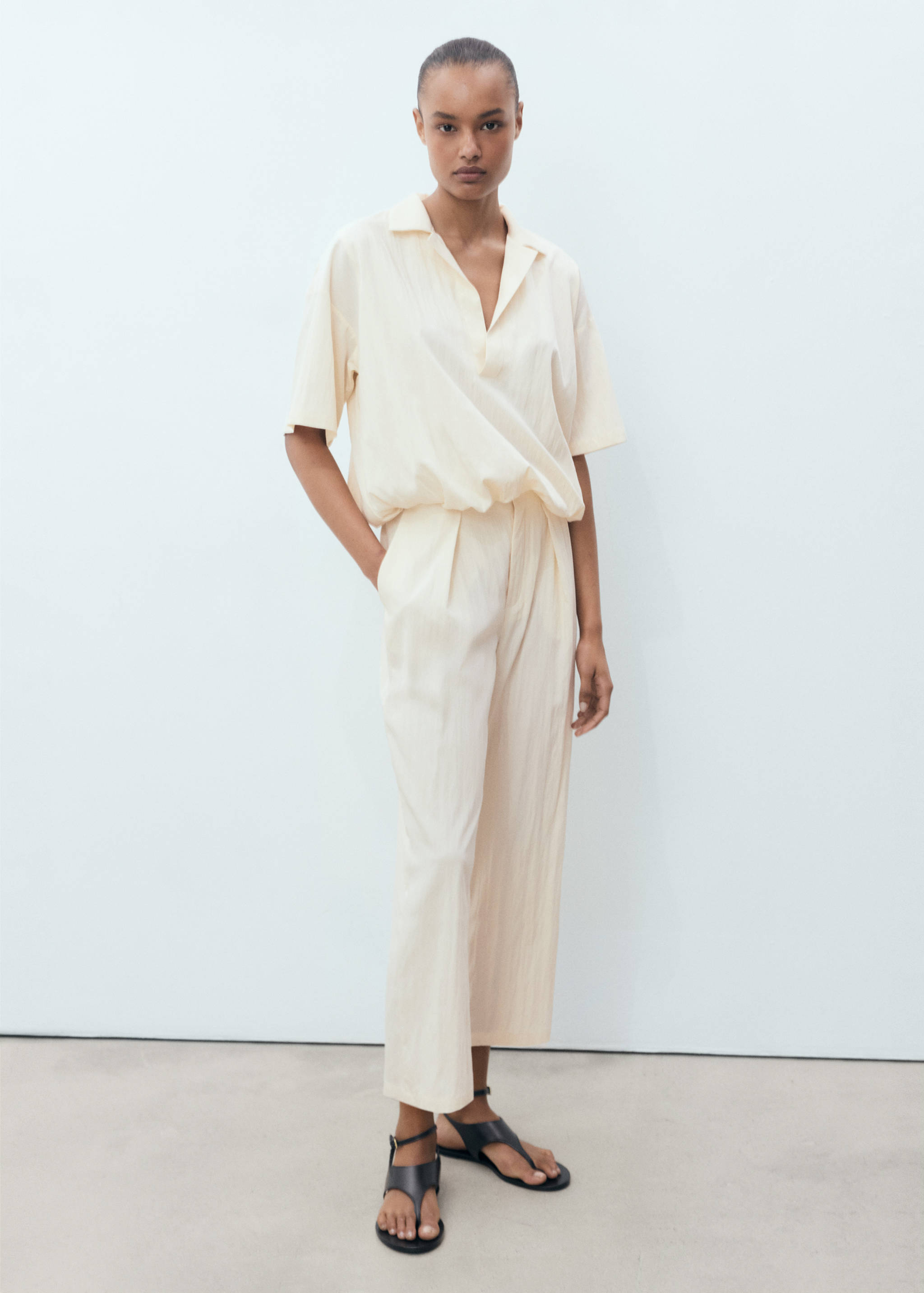 Textured crop trousers - General plane