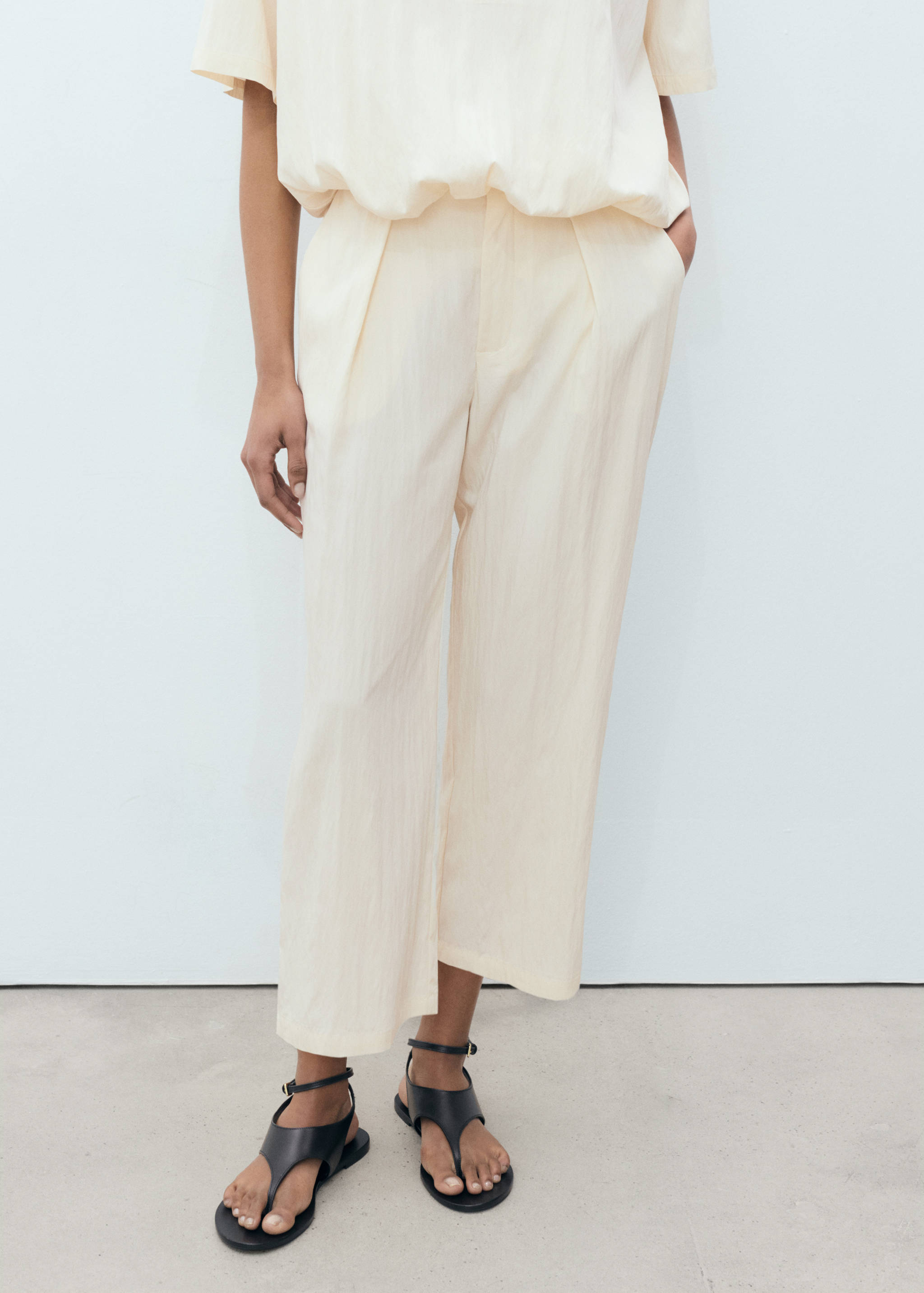 Textured crop trousers - Medium plane