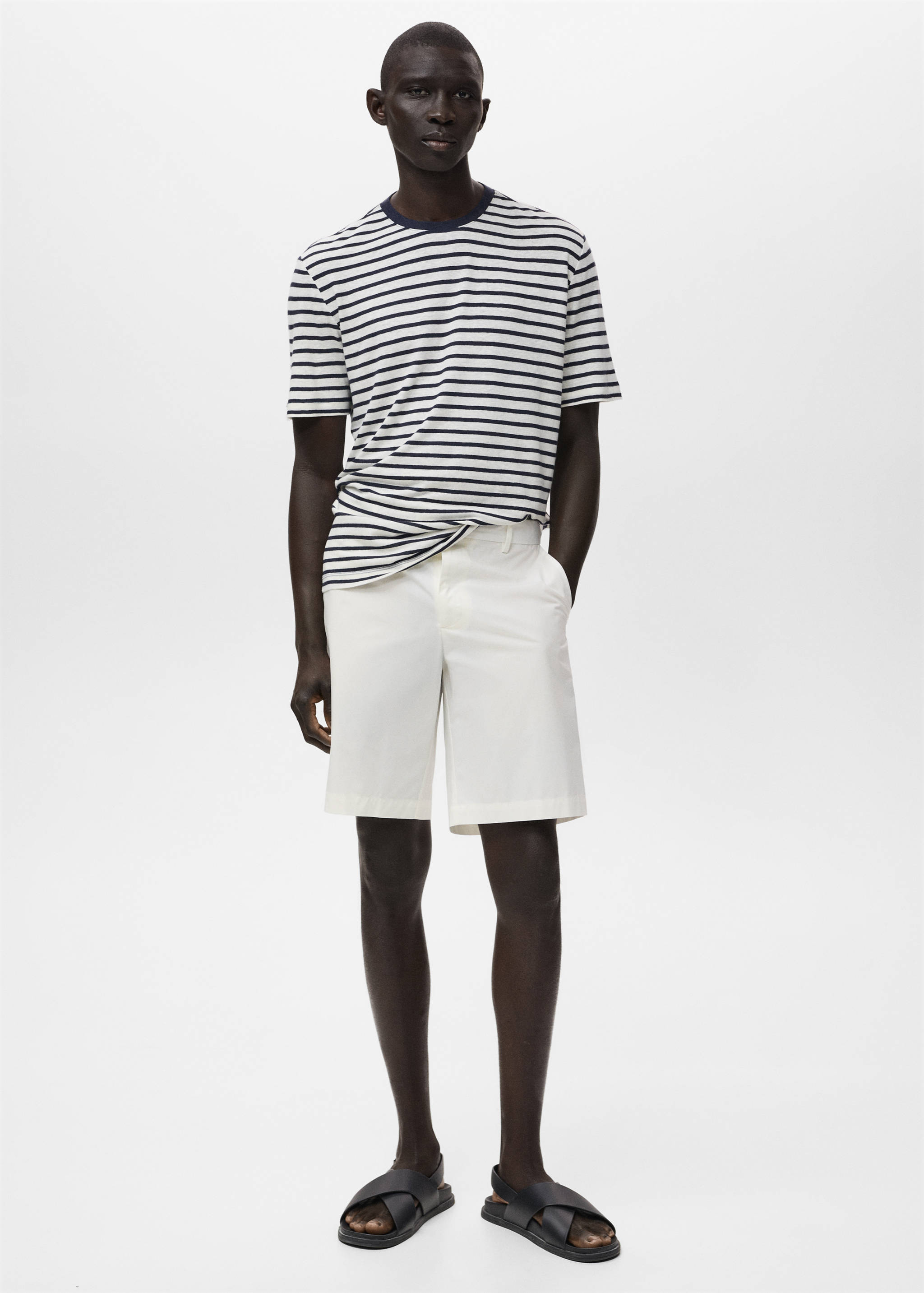 Cotton bermuda shorts with an interior elastic strip - General plane