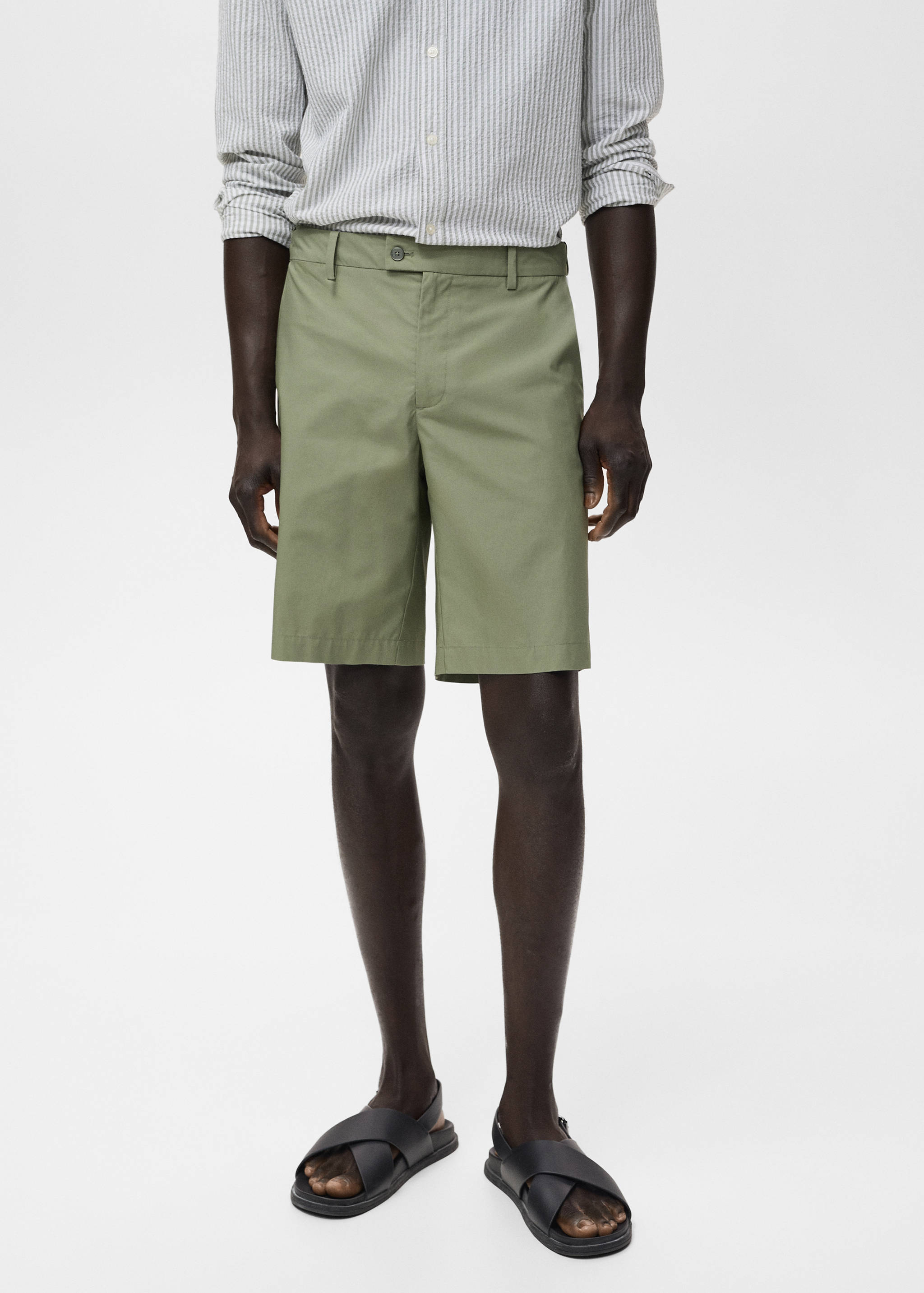 Cotton bermuda shorts with an interior elastic strip - Medium plane