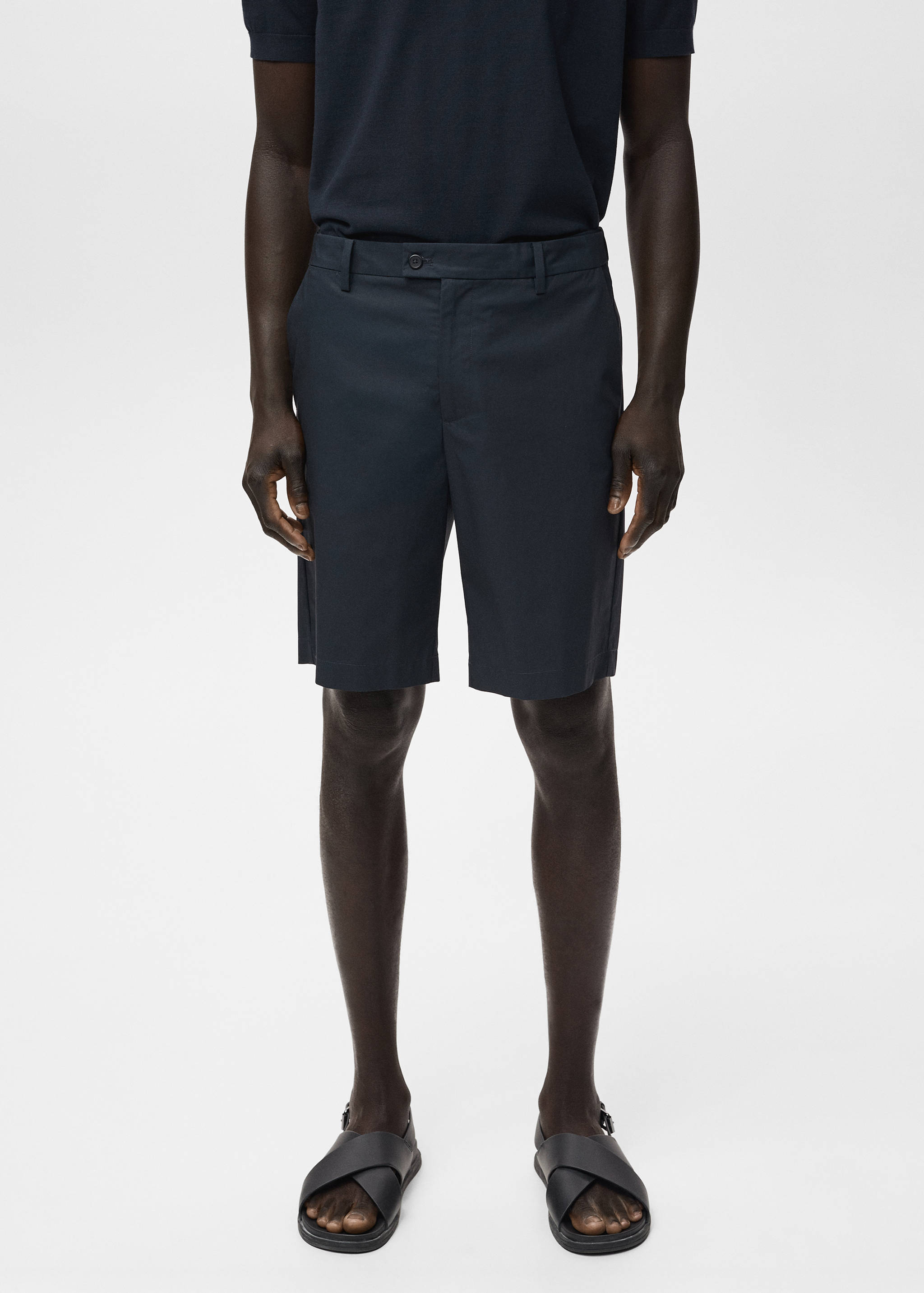 Cotton bermuda shorts with an interior elastic strip - Medium plane