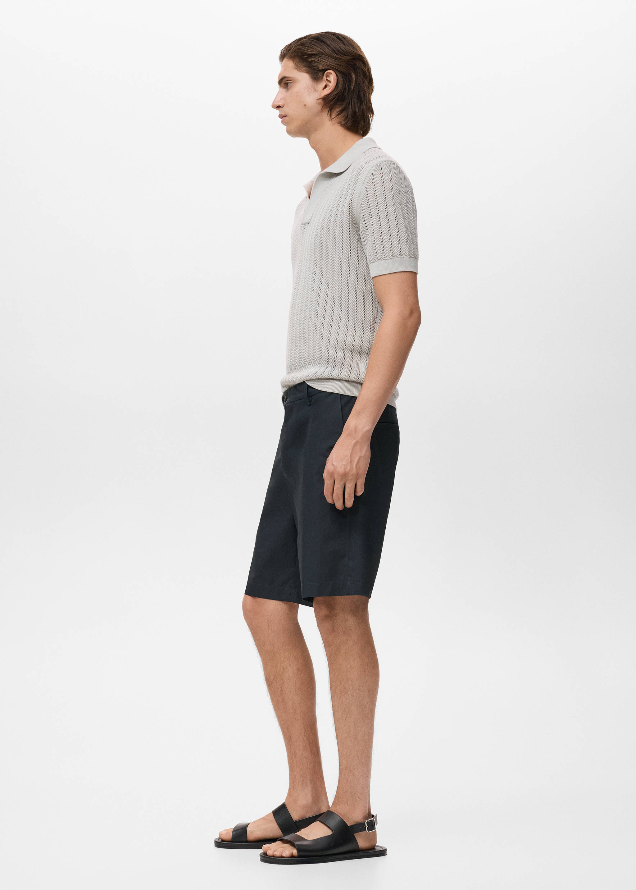Cotton bermuda shorts with an interior elastic strip - Details of the article 2