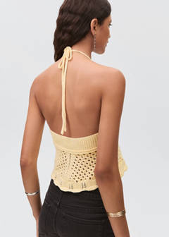 Halter-neck knitted top — Pastel Yellow 7