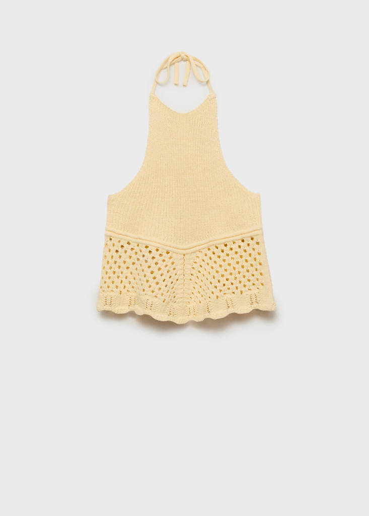 Halter-neck knitted top — Pastel Yellow
