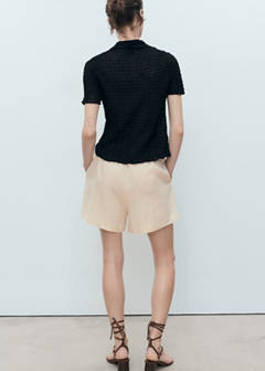 Straight-fit linen shorts with drawstring — Beige 3