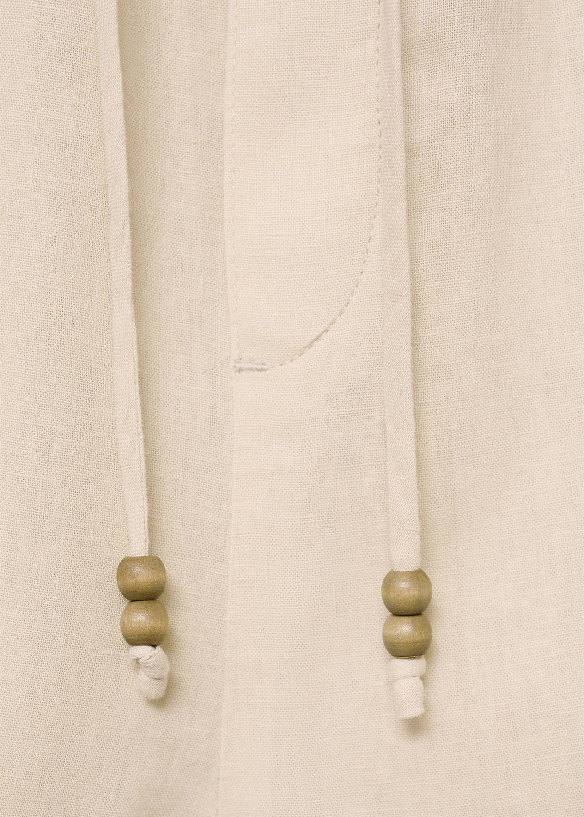 Straight-fit linen shorts with drawstring — Beige