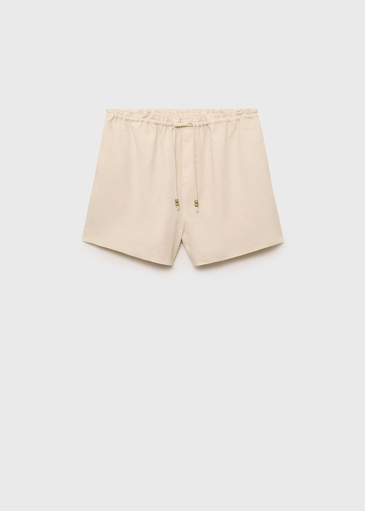 Straight-fit linen shorts with drawstring — Beige