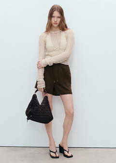 Straight-fit linen shorts with drawstring — Khaki 2